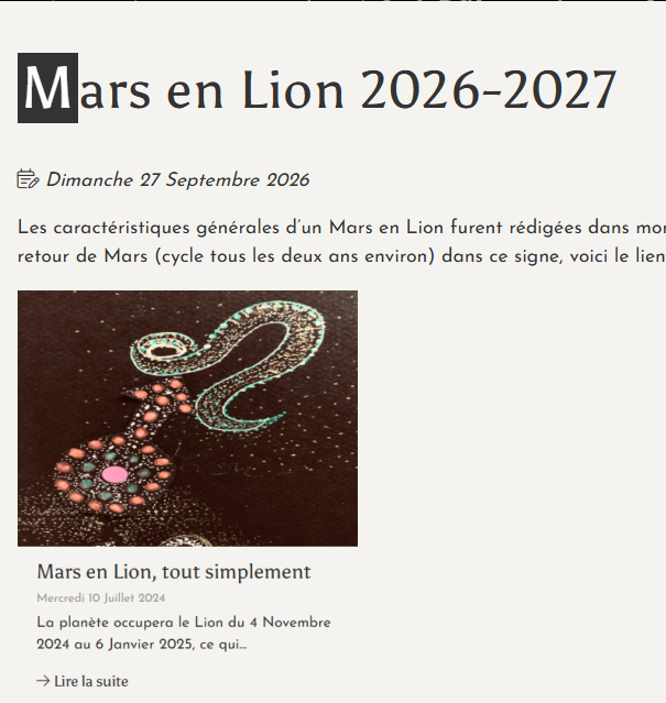 Mars en Lion 2026-2027
